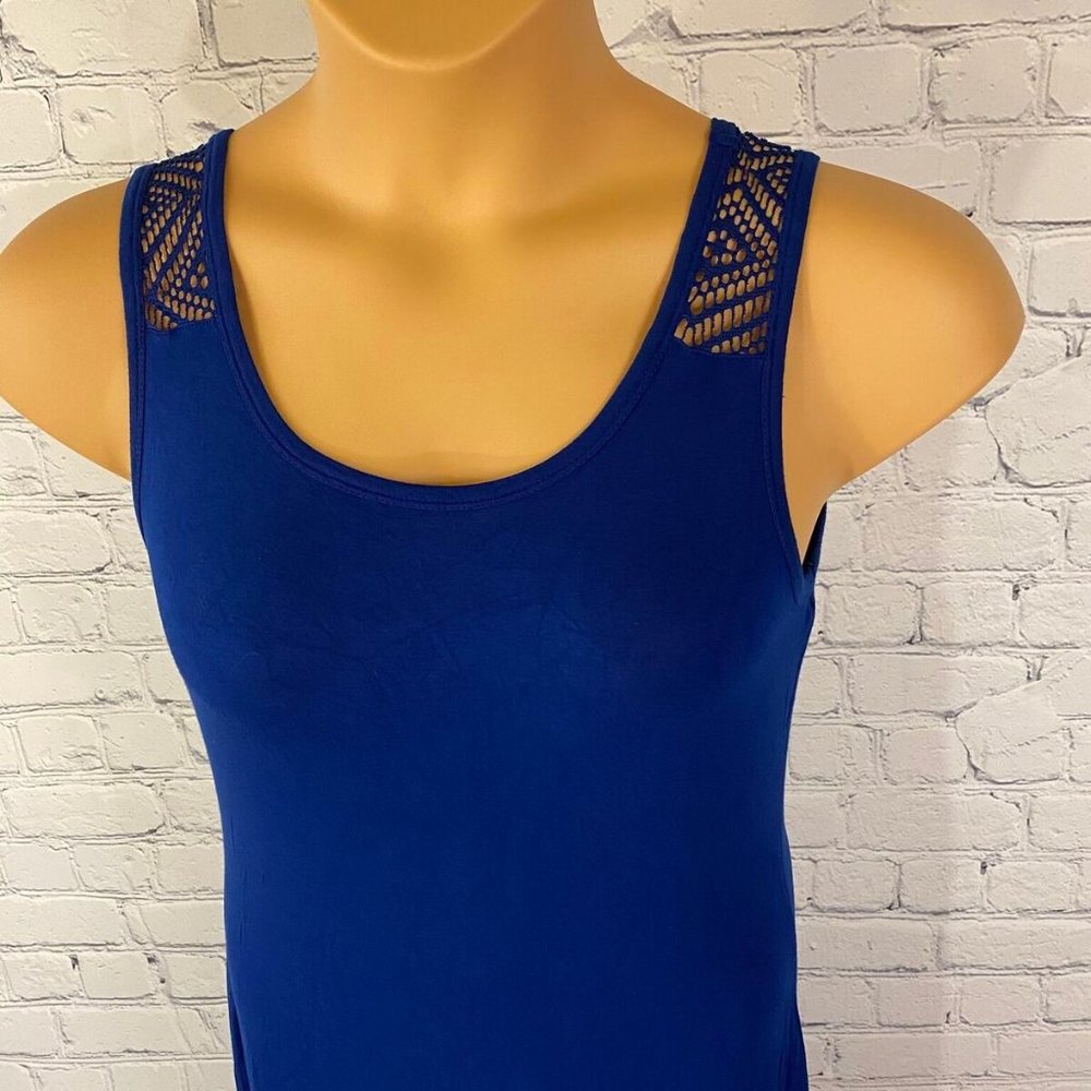 Spense Blue Sleeveless Maxi Dress w/ Lace Details - Picture 2 of 8